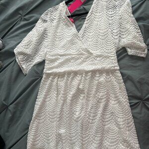 Women's Lilly Pulitzer Parigi Romper in Resort White Size L